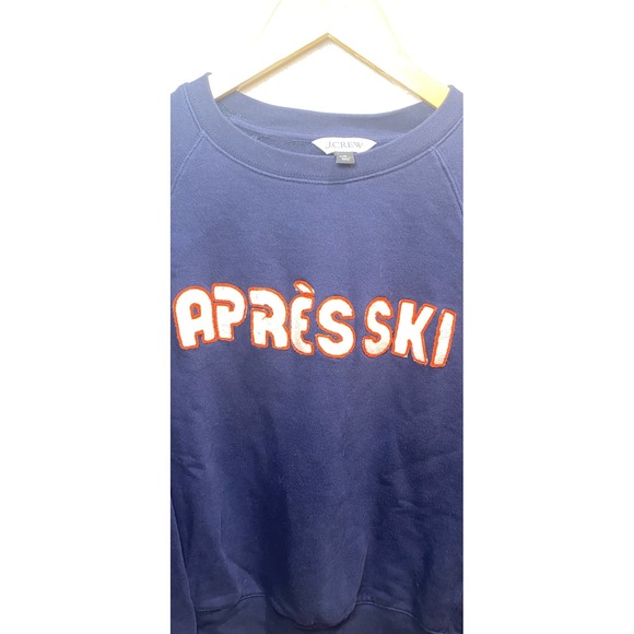 J.Crew Womens Navy Blue Apres Ski Sweatshirt Medium Pullover Cotton Peppy Boxy - Picture 9 of 10